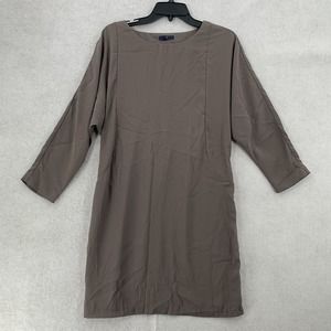 GAP Chiffon Cut Out Back Dolman Dress Taupe Brown Long Sleeve Womens Size‎ S